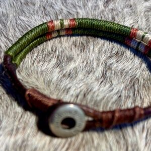 Carbon 2 Cobalt leather green wrapped bracelet 8"